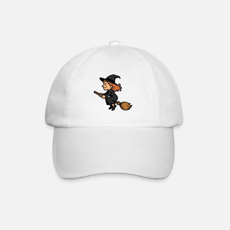 Funny Witch on Broom – Cartoon Witch Motif - Baseball Cap - white/white