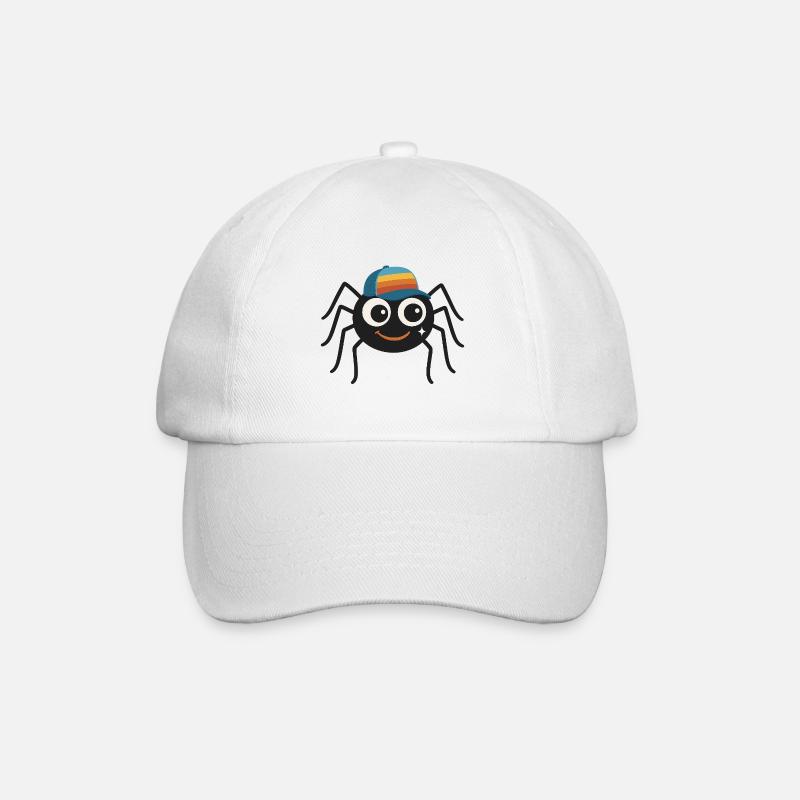 Cool spider with retro cap – cute & cheeky - Baseball Cap - white/white