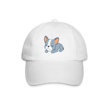 Blue French Bulldog Sleeping - Baseball Cap - white/white - Front