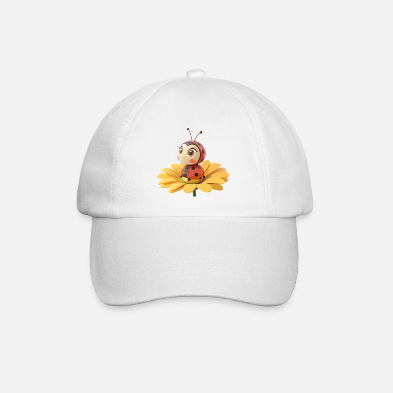 Süßer Marienkäfer auf einer Blume - Baseballkappe - Weiß/Weiß