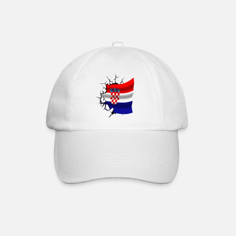 Bandera de Croacia - Kroatien - Flagge Broken Design - Baseballkappe - Weiß/Weiß