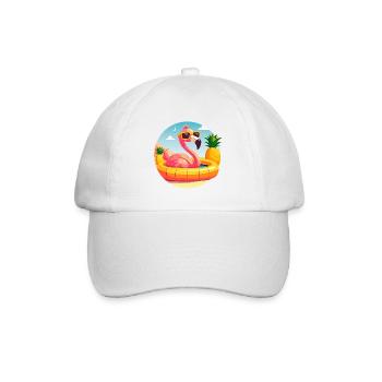 Flamant rose et ananas dessin vectoriel mignon - Casquette classique - blanc/blanc - Devant