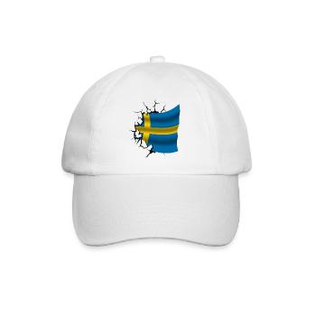 Flag of Sweden - Sweden - Flag Broken Design - Baseball Cap - white/white - Front