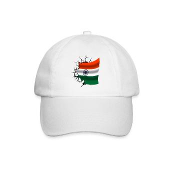 Flag of India - India - Flag Broken Design - Baseball Cap - white/white - Front