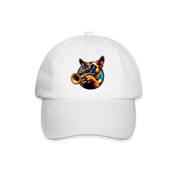 Trompetenspielender Hund Design - Baseballkappe - Weiß/Weiß - Vorne