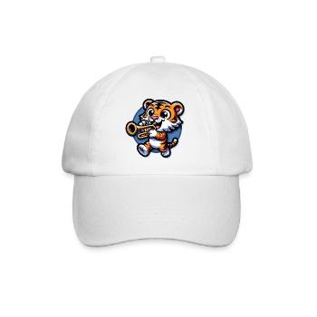 Cute tiger with trumpet - Baseball Cap - white/white - Front