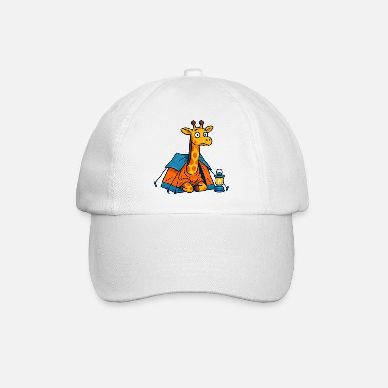 Cartoon Giraffe Camping Design - Baseball Cap - white/white