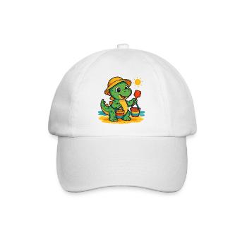 Playful Dinosaur with Summer Accessories - Baseball Cap - white/white - Front