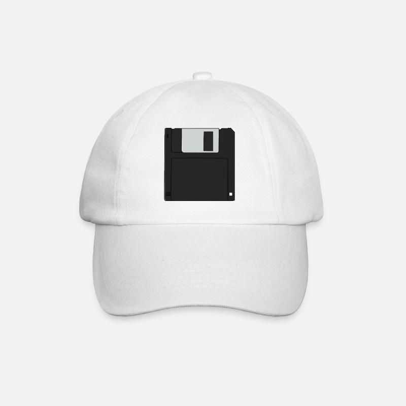Nostalgic 3½ inch Diskette Retro Floppy Disk - Baseball Cap - white/white