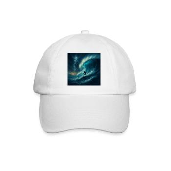 Storm Surfer - Surfen auf riesiger Welle - Baseballkappe - Weiß/Weiß - Vorne