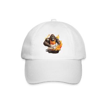 Grillen Grilla Griller Gorilla BBQ Lustig Witzig - Baseballkappe - Weiß/Weiß - Vorne