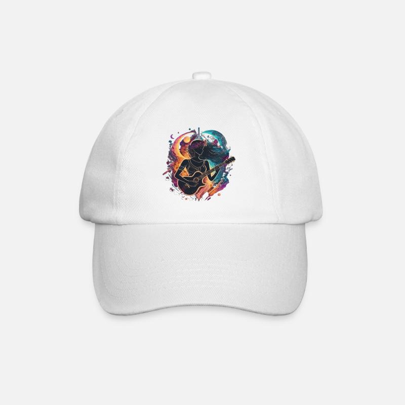 Illustration d’art de guitariste céleste - Casquette classique - blanc/blanc