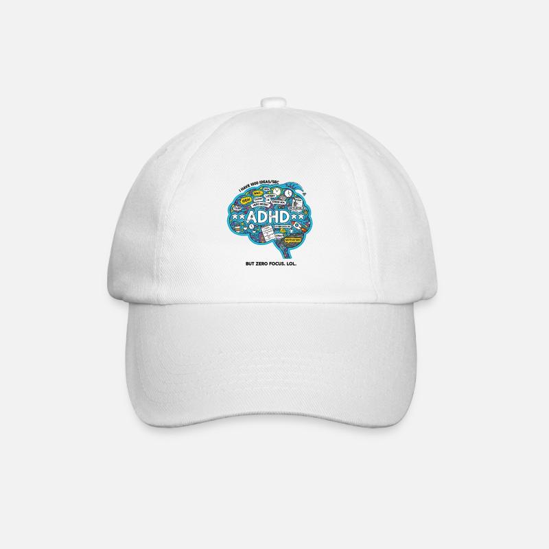 ADHD Brain Chaos Illustration - Baseball Cap - white/white