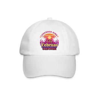Legenden sind im Februar geboren -Geburtstag retro - Baseballkappe - Weiß/Weiß - Vorne