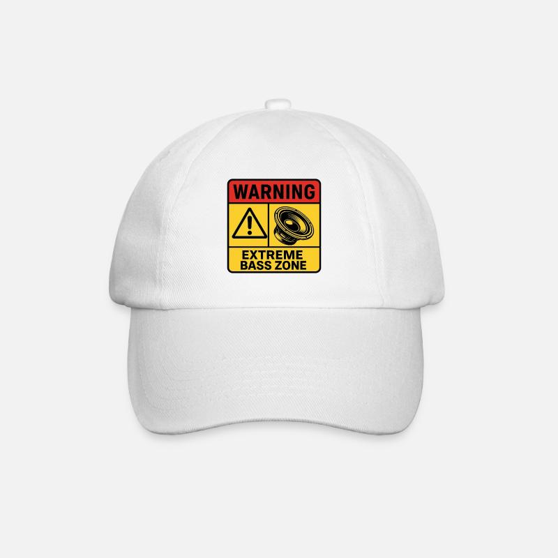Extreme Bass Zone Warning - Baseball Cap - white/white