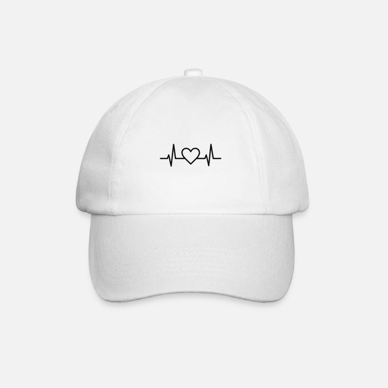 Battement de cœur avec conception de lignes de cœur - Casquette classique - blanc/blanc
