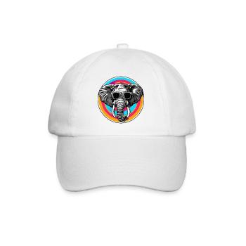 Éléphant avec des lunettes de soleil - Casquette classique - blanc/blanc - Devant