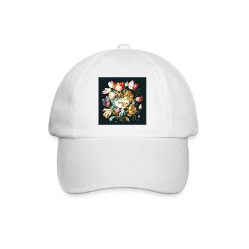 Bouquet of flowers in oil painting aesthetics of old masters - Baseball Cap - white/white - Front