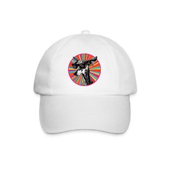 Retro Dog with Sunglasses Design - Baseball Cap - white/white - Front