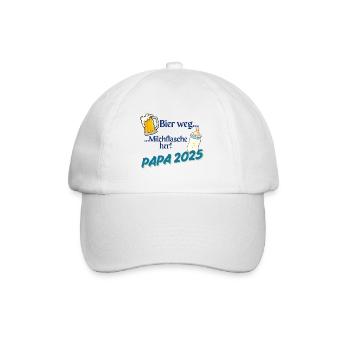 Papa 2025 – Bière partie, bouteille de lait ici ! - Casquette classique - blanc/blanc - Devant