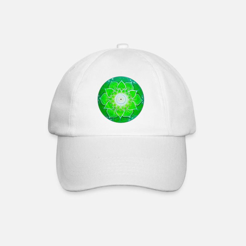 Mandala vert vif avec des feuilles vertes - Casquette classique - blanc/blanc