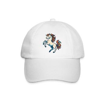White horse with colorful mane – imaginative - Baseball Cap - white/white - Front
