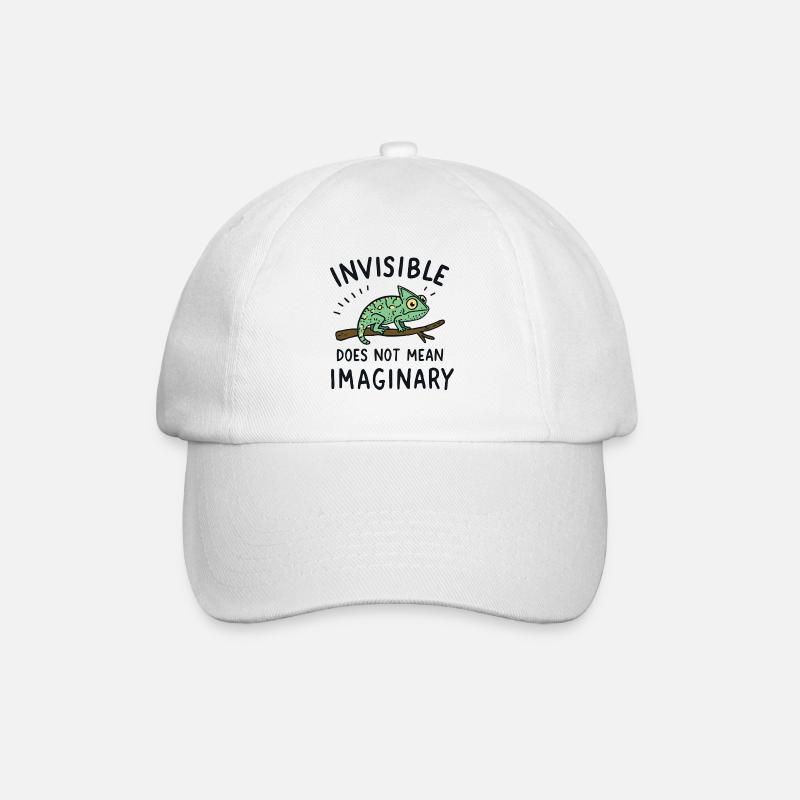 Chameleon Saying: Invisible ≠ Imaginary - Baseball Cap - white/white