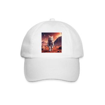 Katzenastronaut auf Mars - Baseballkappe - Weiß/Weiß - Vorne