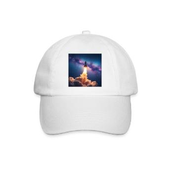 Raketensprung durch Nebelgalaxie - Baseballkappe - Weiß/Weiß - Vorne