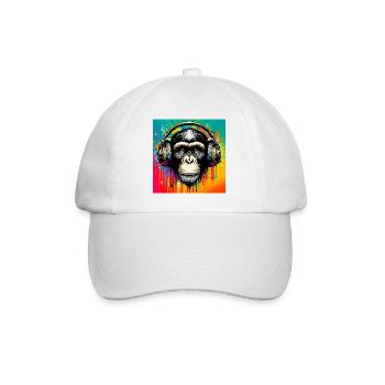 Chimpanzee Monkey - Baseball Cap - white/white - Front