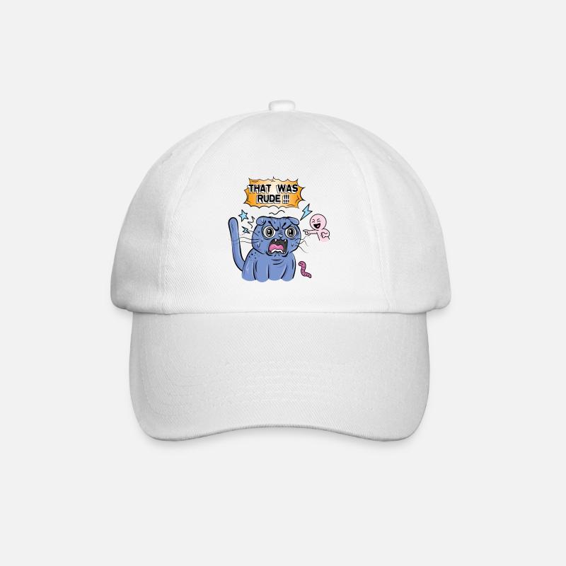 Angry Cat Screams at Expression - Baseball Cap - white/white