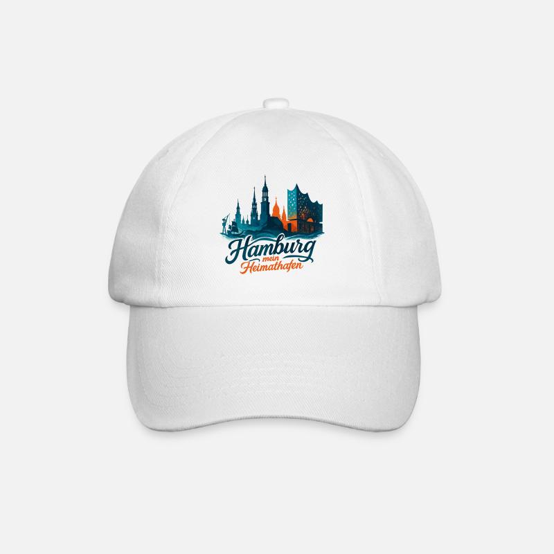 Hamburg Heimathafen Silhouette Geschenk maritim - Baseballkappe - Weiß/Weiß