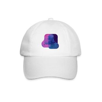 Abstract Tech Layers — Blue & Pink Digital Art - Baseball Cap - white/white - Front