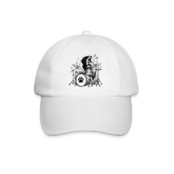 Musical Dachshund Drummer Art - Baseball Cap - white/white - Front