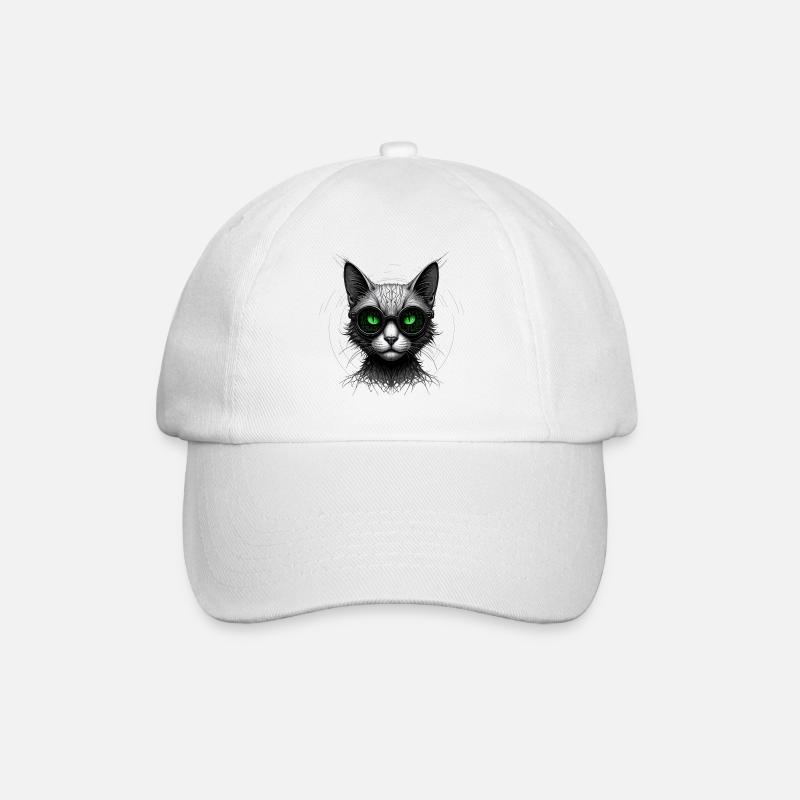 Grüne Augen Computer Programmierer Geek Katze - Baseballkappe - Weiß/Weiß
