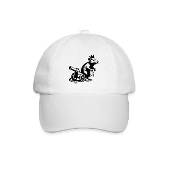 Kaiserratte auf Kanonenwagen | Königsratte - Baseballkappe - Weiß/Weiß - Vorne