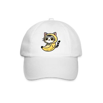 Chat kawaii en hoodie jaune banane - Casquette classique - blanc/blanc - Devant