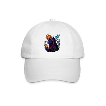 Flame of the Spirit – Cosmic Wolf Art - Baseball Cap - white/white - Front