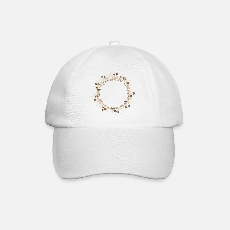 Eleganter Weihnachtskranz in Gold und Creme - Baseballkappe - Weiß/Weiß