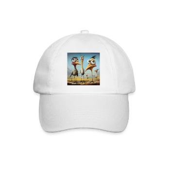 Quirlige Vogelschar am Strand - Baseballkappe - Weiß/Weiß - Vorne