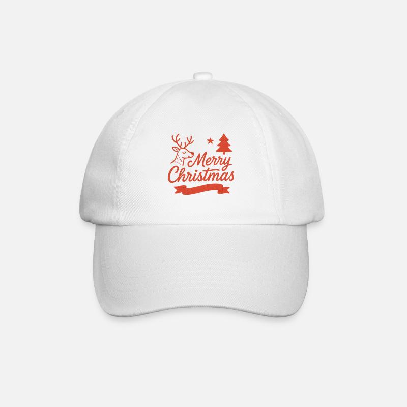 Merry Christmas Deer Motif - Baseball Cap - white/white