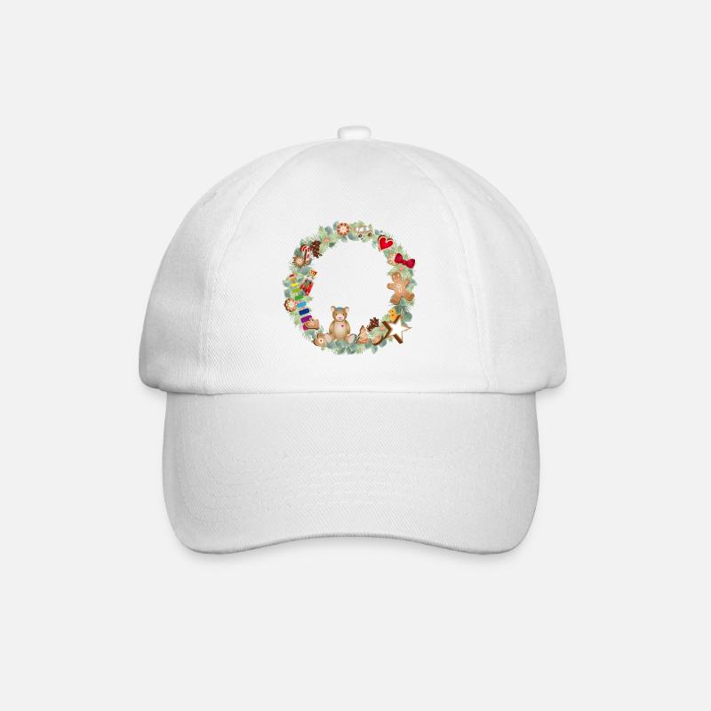 Bunter Weihnachtskranz mit Spielzeug und Lebkuchen - Baseballkappe - Weiß/Weiß
