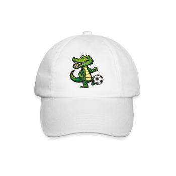 Krokodil Fußballheld Karikatur - Baseballkappe - Weiß/Weiß - Vorne
