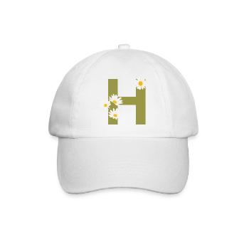 Buchstabe h grüne Gänseblümchen - Baseballkappe - Weiß/Weiß - Vorne