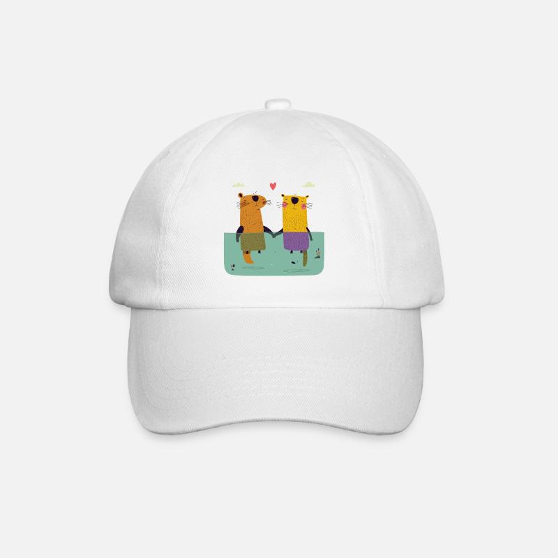 Two otters in love - Baseball Cap - white/white