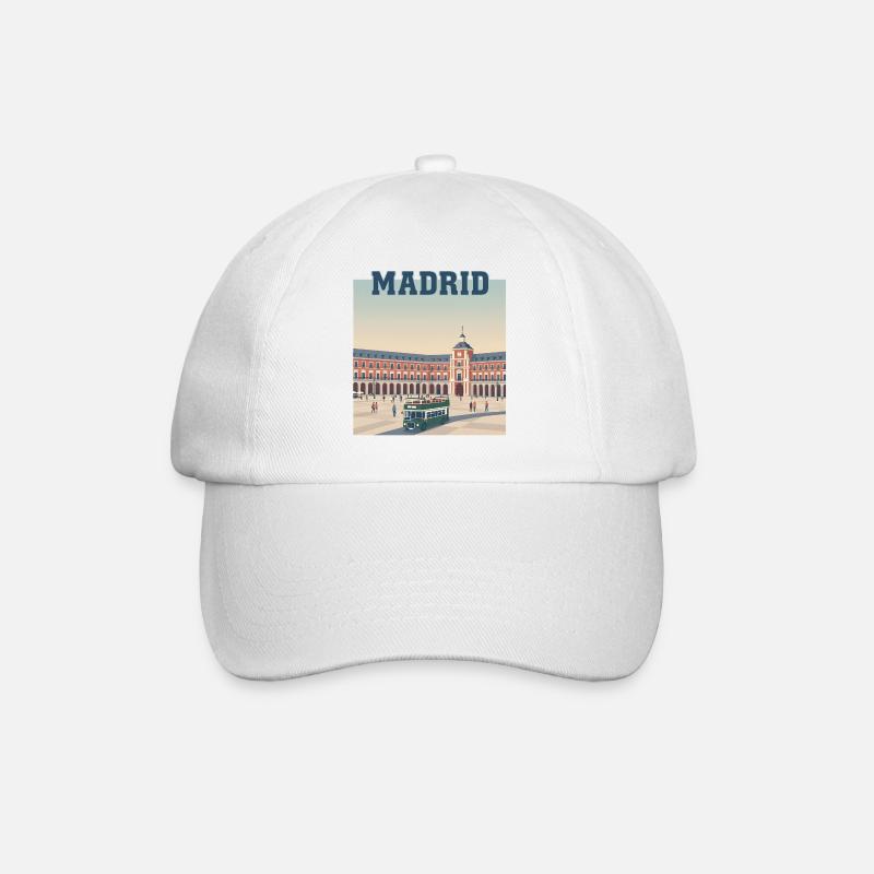 Madrid Plaza Retro-Busszene - Baseballkappe - Weiß/Weiß