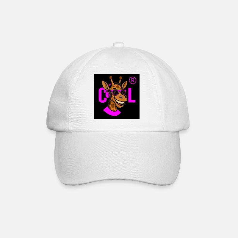 Neon Giraffe DJ mit pinken Accessoires - Baseballkappe - Weiß/Weiß