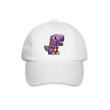 Pixel Dino – Lila Cartoon T-Rex - Baseballkappe - Weiß/Weiß - Vorne