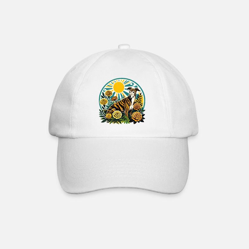 Lévrier floral éclairé par le soleil - Casquette classique - blanc/blanc