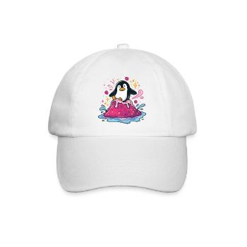 Pinguin auf pinker Marmelade-Welle - Baseballkappe - Weiß/Weiß - Vorne